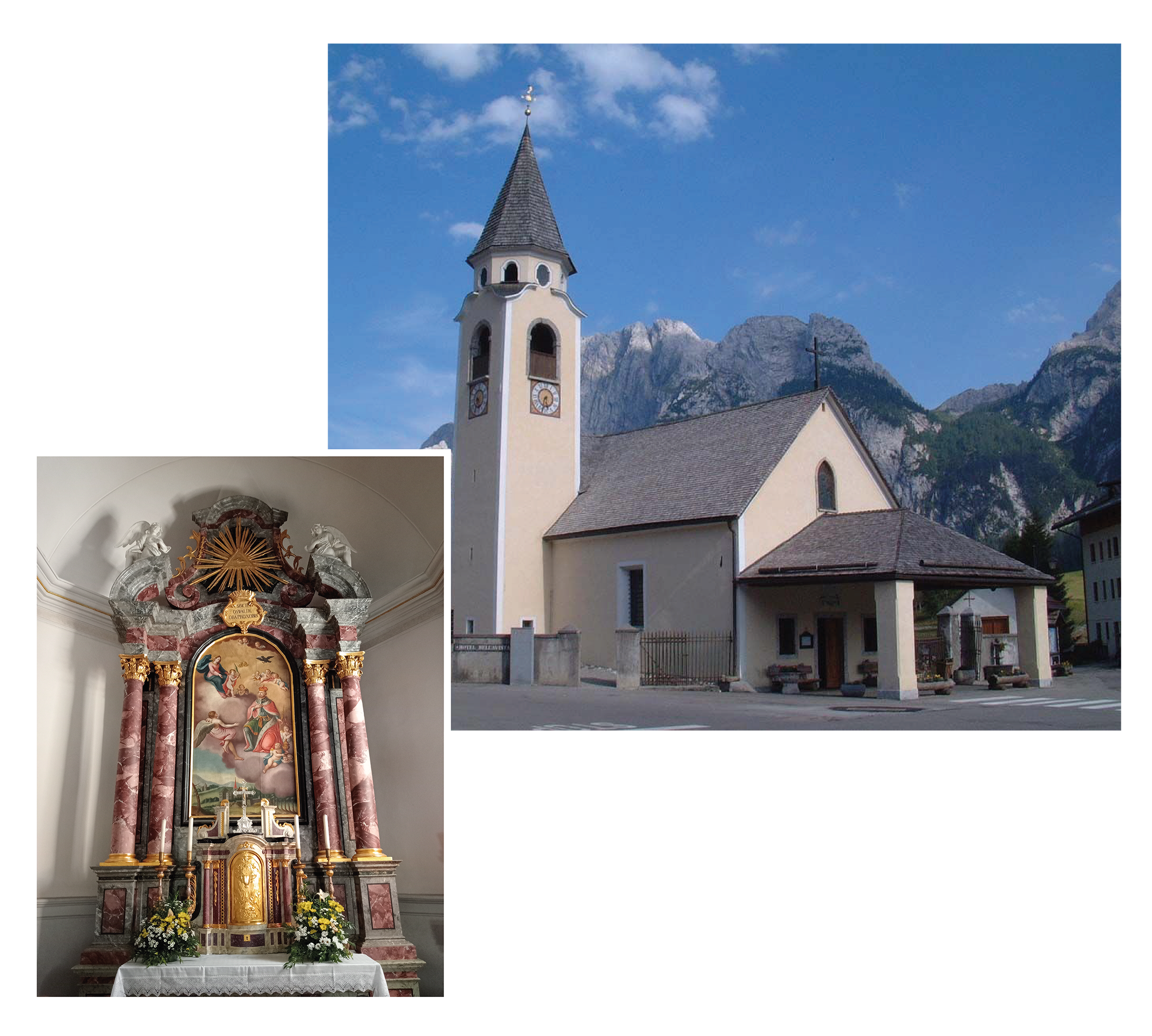 Pala e interno Chiesa S. Osvaldo a Cima Sappada